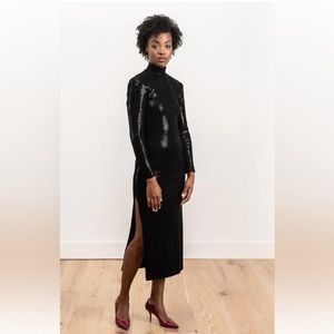 NWT-Smythe mock neck long sleeve allover sequin dress